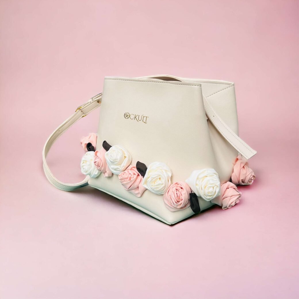 Beige Floral  Bucket Bag